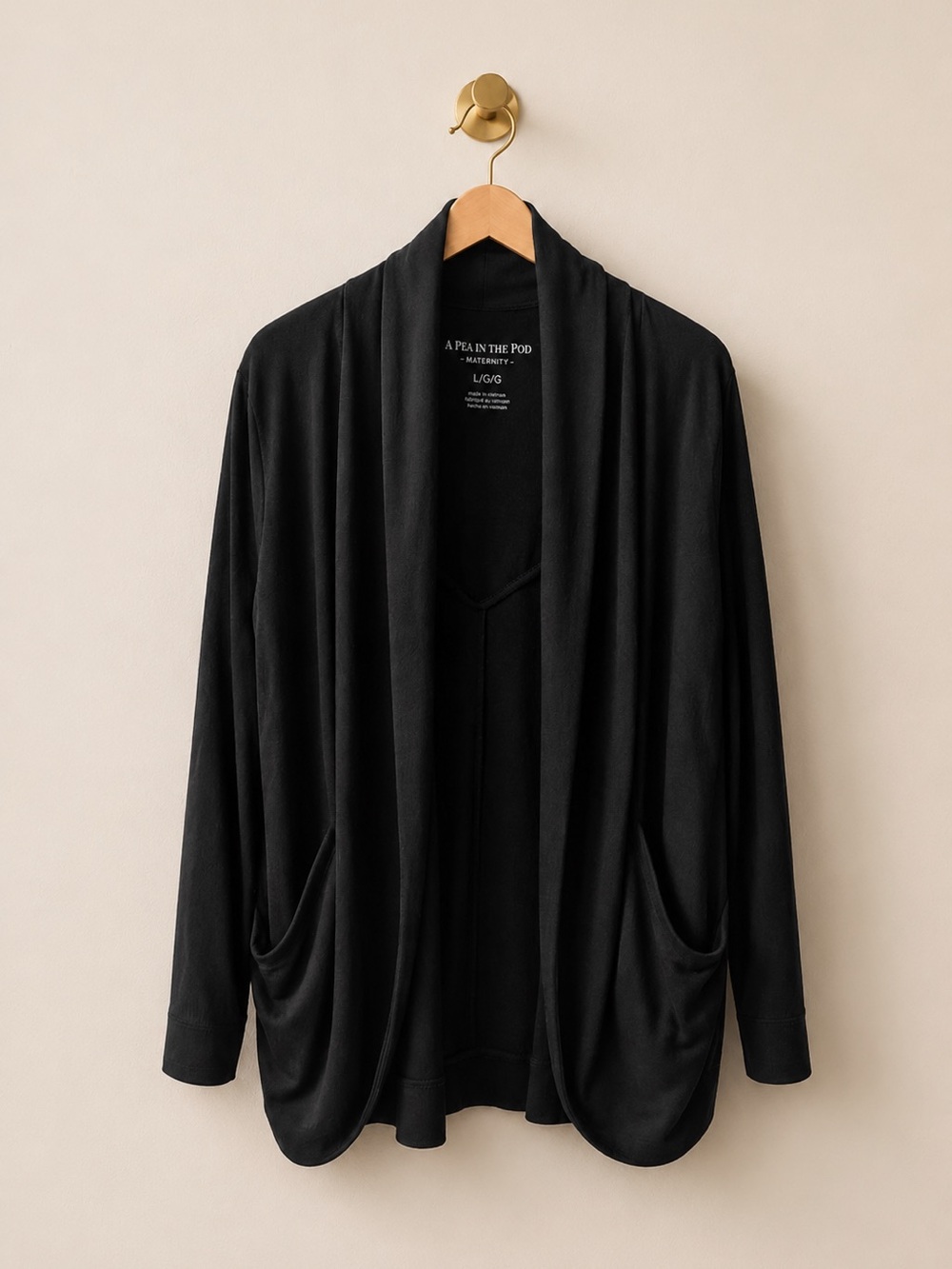 A Pea in the Pod Maternity Black Open Front Cardigan Size L/G/G Made in USA